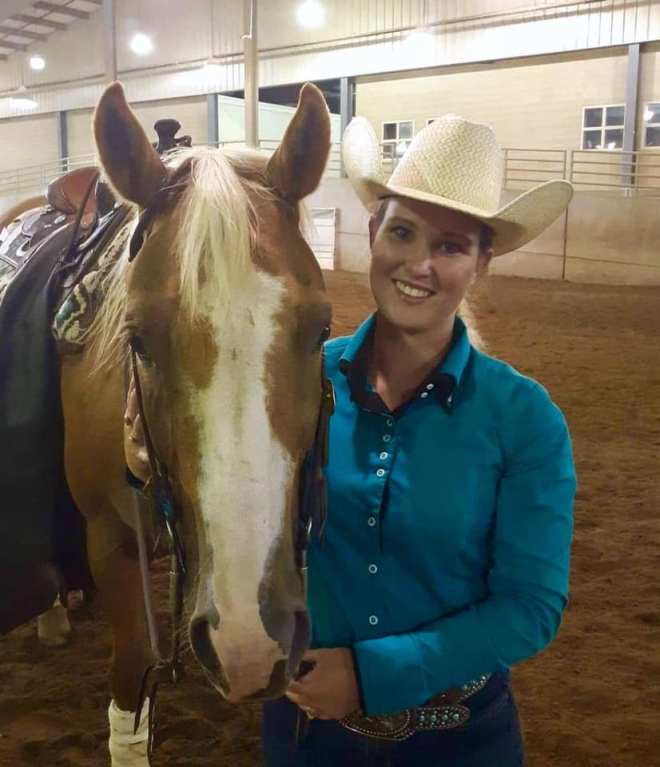 Miss Shiney and me after qualifying for the Amateur Reining at the Tulsa Holiday Circuit